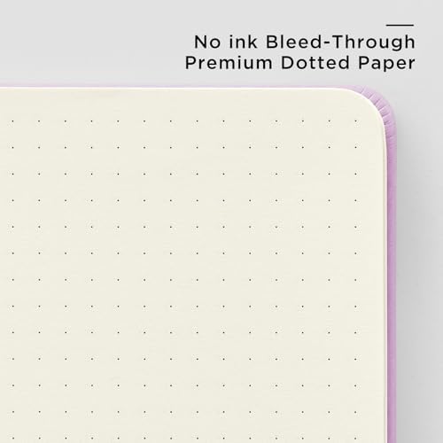 &And Per Se Dotted Journal Notebook, A5 Hardcover Leather Dotted Journal, 160 Pages 100gsm Thick Dot Grid Paper, 3 Sheets of Stickers Included - 5.7'' x 8'' (Light lavender) - Image 5
