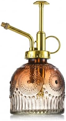 Vintage Embossed Glass Spray Bottle with Metal Pump, 10.6 oz Refillable Mister for Indoor Plants & Home Decor by Unknown