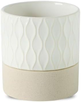 Nihow Self Watering Ceramic Plant Pot, 4.5 Inch, Cream White & Brown Net by Nihow