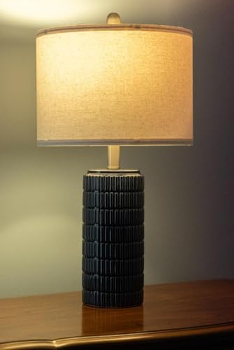 PoKat 23" Blue Table Lamps, Farmhouse Bedside Lamps for Bedroom Set of 2, Ceramic End Table Lamps for Living Room, Traditional Nightstand Desk Lamps, Medium - Image 2