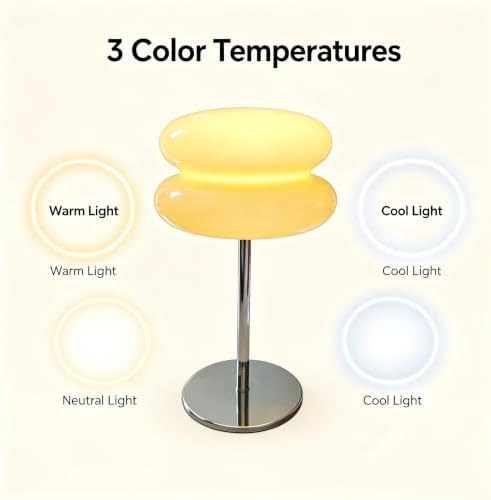 Mushroom lamp, Bedroom Medieval Modern Bedside Table lamp for Night Stands, Vintage dimmable Small Lamps, Cute Cool Desk Lamps Home Room Aesthetic Decor for Living Room(Cream‌) - Image 6