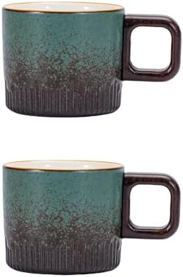 Zurucily Espresso Cups Set of 2, 2 oz Ceramic Espresso Cups, Demitasse Cups for Tea or Coffee (Green) by zurucily