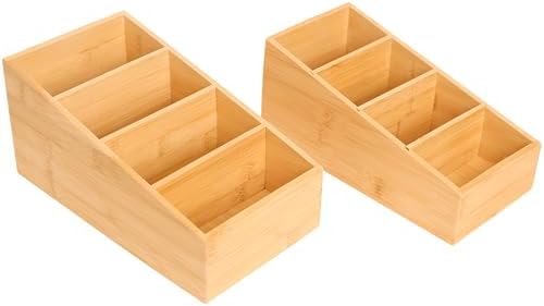 2 Pack Bamboo Food Pantry Organizers, 4 Section by Ninebendstreams