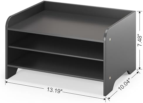 Bamboo File Organizer for Desk, Desktop Paper Tray and Mail Holder - Image 3