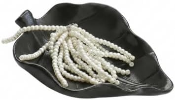 Leaf Shaped Ceramic Catchall Tray for Keys and Jewelry, Small Decorative Dish for Entryway, Nightstand, or Desk Organizer (White/Black) by Unknown