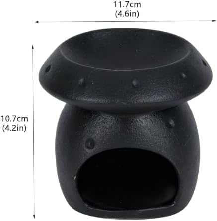 Ceramic Essential Oil Burner, Mushroom Shaped Wax Melt Burner with Tealight Candle Holder, Black Scented Oil Warmer for Fragrance Wax Melts, Home Bedroom Bathroom Decor, 4.6 x 4.2 in - Image 7