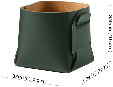 HOMIEAZICOZI 2-Pack Cork Leather Desk Accessories Storage - Pencil Pen Holder - Makeup Brush Holder Organizer - Stylish Addition to Home Decor (Dark Green) - Image 3