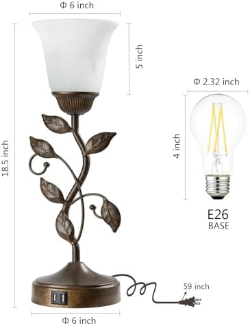 Set of 2 Touch Farmhouse Bedroom Table Lamps 2 USB C+A - Image 6