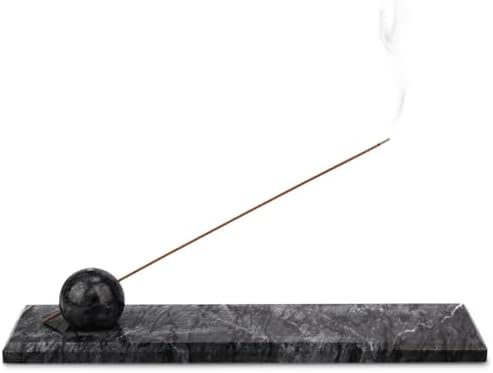 Natural Marble Incense Holder Tray (Grey Black) by HESHIBI