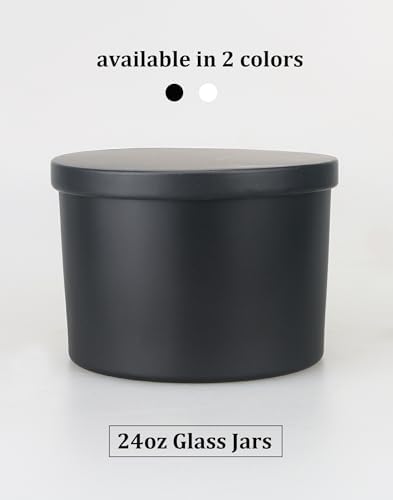 MILIVIXAY 6 Pack 24 oz Candle Jars with Metal Lids and Candle Making Kits - 3 Wick Candle Jars, Bulk Matte Black Thick Glass Containers for Large Candles - Spice, Powder Container. - Image 5