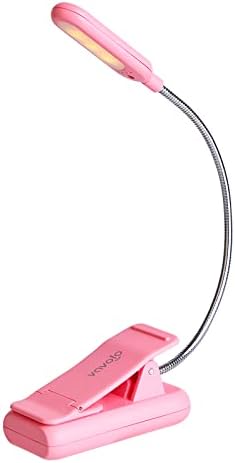 VAVOFO Rechargeable Book Light for Reading in Bed Kids, 7 LED Reading Light with 9-Level Warm Cool White Daylight, Eye Care Lamp with Power Indicator for Bookworms (Pink) by VAVOFO