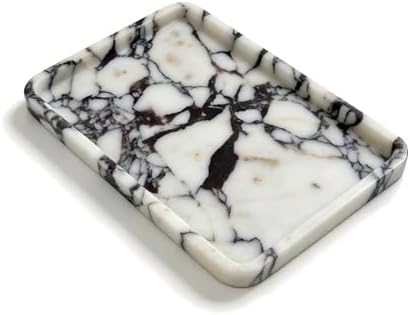 Marble Vanity Tray, 9.84 x 6.69 in, White Burgundy by Unknown