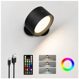 RGB Wall Sconces, Rechargeable Magnetic Lights with Remote, 1 Pack by AMETHEUS