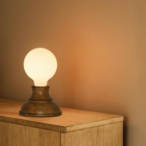 LUXON 5.9"Solid Wood Table Lamp with G30 8W Opal Glass Bulb,Minimalist,Warm - Image 7
