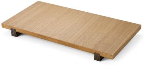 Natural Wood Riser Tray 15"x8", Footed Decorative Display by Unknown