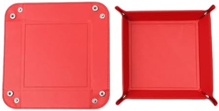 Valet Tray Desktop Storage Organizer – Vegan Leather Catchall Tray Bedside Vanity Tray Nightstand Caddy Holder for Remote Controller, Watch, Keys, Phone, Wallet, Coin, Jewelry, Red - Image 2