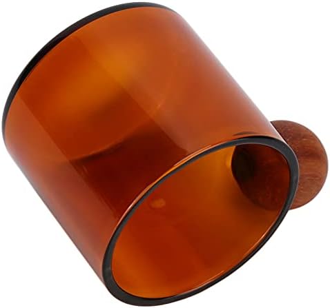 Clear Glass Coffee Cup Heat Wooden Handle for Office Home Use 120ml (Brown) - Image 2