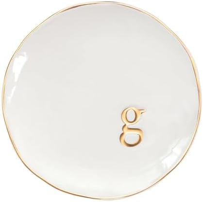 COLLECTIVE HOME - Ceramic Jewelry Tray, Decorative Trinket Dish for Rings Earrings Necklaces Bracelet Watch Keys, Birthday Mother's Day Christmas Gift for Women, 4.75", Glossy (g) by COLLECTIVEHOME