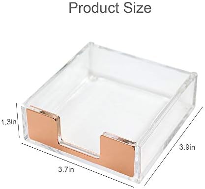 MultiBey Rose Gold Sticky Note Holder Clear Acrylic Memo Pad Dispenser - Image 2