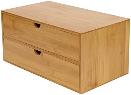 Tabletop Original Bamboo Desk Organizer - Mini Bamboo Desk Drawer Tabletop Storage Organization Box for Office Home Toiletries Supplies, No Assembly Required (2 Drawers) - Image 4