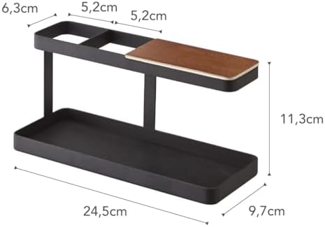 YAMAZAKI Home Tower Desk Bar - Wood & Steel Organizer - Steel - Image 7
