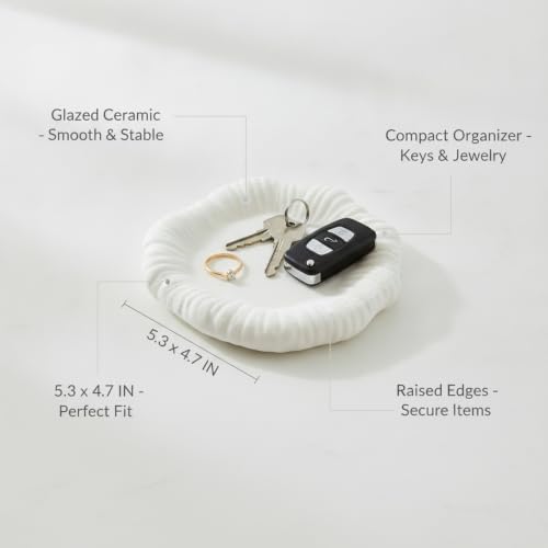 Ceramic Vanity Tray, Glazed Catchall Dish for Jewelry and Keys, Compact Organizer for Nightstand or Entryway (1 PC) - Image 5