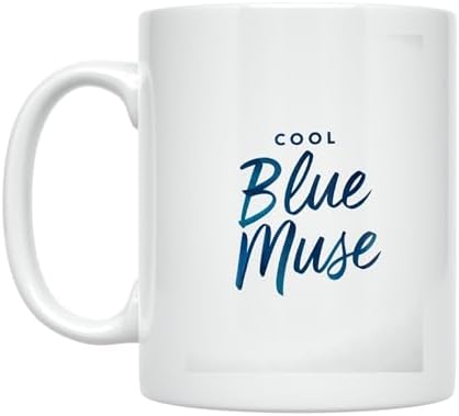 Coffee Lover Mug - Cool Blue Muse Minimalist Design - 11 oz White Ceramic - Serene Aesthetic by Unknown