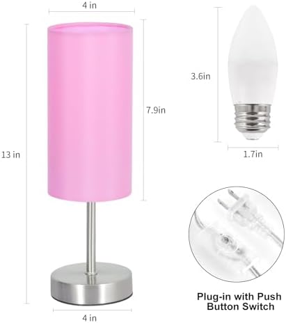 RISLG 2 Pack Small Table Lamps for Bedroom, Bedside Lamps for Nightstand with Wire Switch, Minimalist Modern Desk Lamps with Linen Fabric Shade for Kids Room Living Room Office Dorm, Bulb Included - Image 2