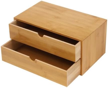 Desk Organizer Bamboo Tabletop Storage Organization Box For Office Home Supplies Small Desktop Simple Design Fit Vanity Mini Raw Wood Color Drawer Designsmall Craft Cosmetic Letter Mail Sorter (2) - Image 3