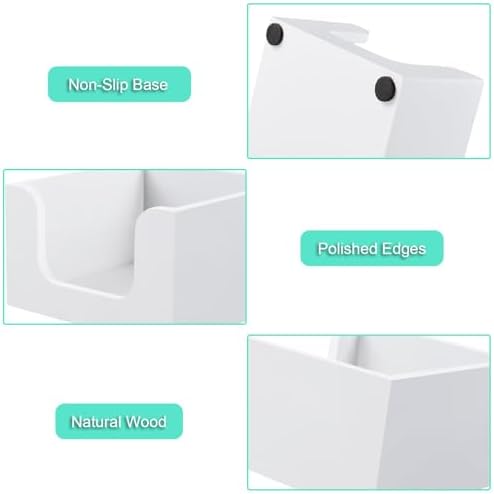 Bivvclaz Wood Sticky Note Holder, 3 x 3 Inch Post It Note Dispenser for Office Desk Accessories, Self Stick Note Pad Holder, Memo Pad Holder Dispenser Organizer for School Office Desk Supplies, White - Image 4