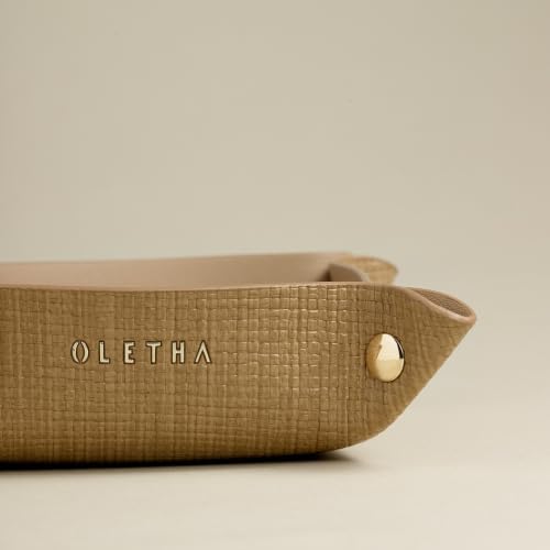 OLETHA Foldable Valet Tray, Travel Essentials, Raffia Embossed, Wheat - Image 6