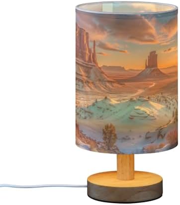 Besides Lamps Nightstand Lamp National Park Print with Wooden Base USB for Bedroom (Non-Removable) 5.12x9.7 in - Image 2