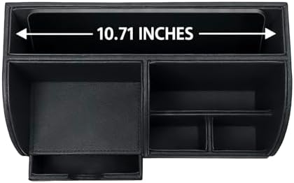 UnionBasic Desk Organizer - Multifunctional Leather Desktop Pen Holder Storage Box - Business Card/Pen/Pencil/Mobile Phone/Stationery Holder, Black - Image 3