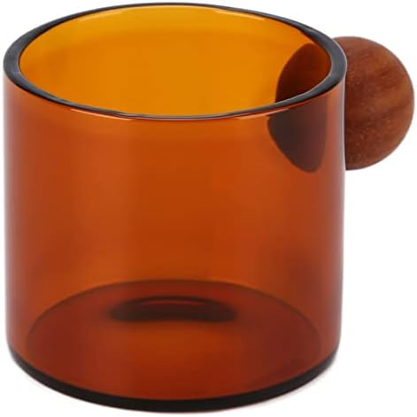 Glass Coffee Cup with Wooden Handle,120ml Size (Brown) - Image 7