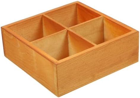 Abaodam Wooden Tray with 4 Compartments, Multi-grid Storage Box, 4 Grid Sorting Tray, Wood Organizer for Arts and Crafts Supplies Stationery, Small Items (5.51 x 5.51 x 1.96 Inch) by Abaodam