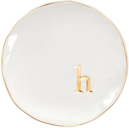 COLLECTIVE HOME - Ceramic Jewelry Tray, Decorative Trinket Dish for Rings Earrings Necklaces Bracelet Watch Keys, Birthday Mother's Day Christmas Gift for Women, 4.75", Glossy (h) by COLLECTIVEHOME
