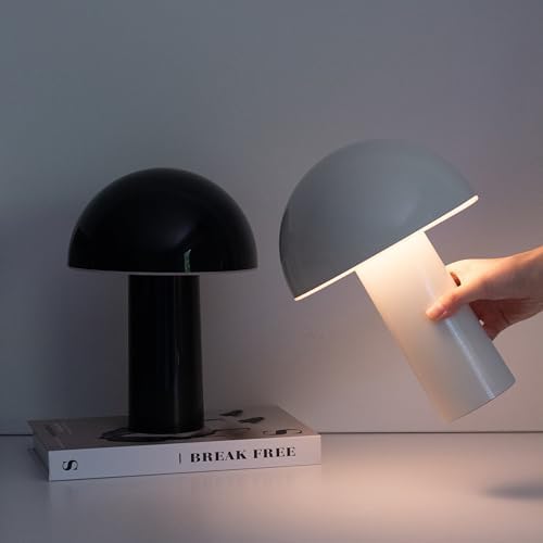 Brightech Celia Table Lamp – 10" Touch-Controlled Mushroom Small Lamp, Cordless & Dimmable LED, Portable Bedside Night Light, Sustainable Accent Light, Recycled Modern Patio Lamp, Home Décor – Cream - Image 6