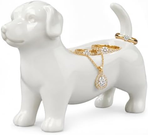 Dog Mom Gifts for Women - Ceramic Dog Ring Holder Dish for Jewelry by PUDDINGCABIN