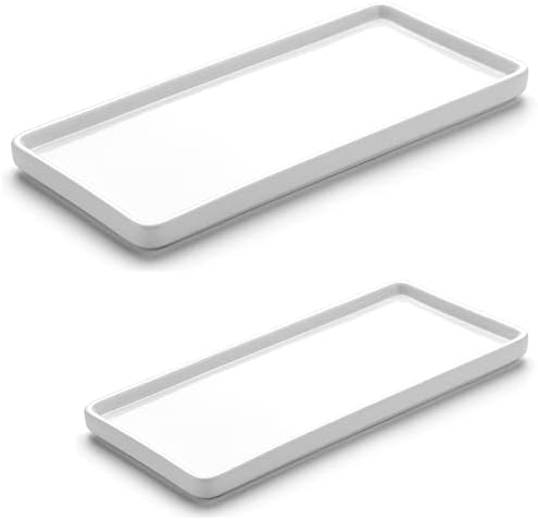 Gurygo 2 Pack 8"/10" Bathroom Trays, Ceramic Vanity Trays for Bathroom, Small Ceramic Tray, Kitchen Soap Tray for Kitchen Counter (White,Set/2) by FocusonHomeKitchen