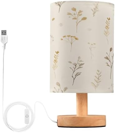 Kigai Small Table Lamp, USB Powered LED Bedside Lamp with Fabric Shade by Kigai