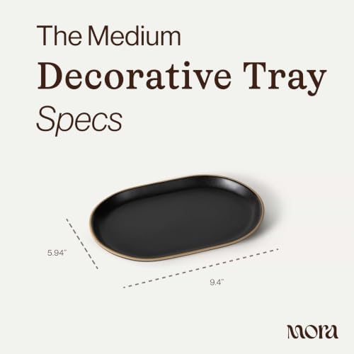 Mora Ceramic Decorative Tray - 9.4in Dish for Jewelry, Perfume, Makeup, Accessories, Candle, in the Bathroom Vanity, Bedside, or Kitchen Counter. Cute Organizers - Night - Image 2