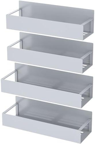 HuggieGems 4 Pack Magnetic Spice Storage Rack Organizer for Refrigerator and Oven, Gray Fridge Organizers and Storage - Image 5