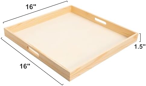 Wooden Nested Serving Trays – Unfinished Square Trays with Cut-Out Handles for Crafts, Serving, Ottomans & Home Décor – Set of 5 - Image 2