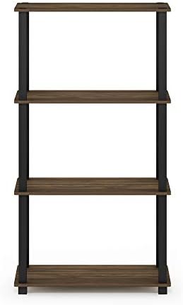 Furinno TURN-S-TUBE Storage Shelves, 4-Tier Book Shelf, Corner Shelf, Toolless Open Shelves, for Organization and Storage, Living Room, Garage, Home Office, Columbia Walnut - Image 6