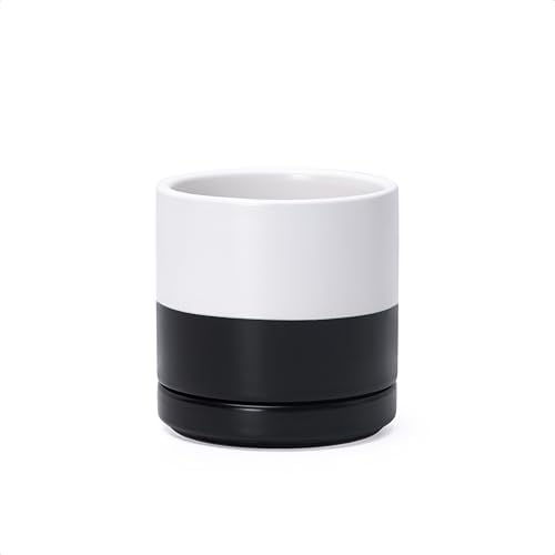 D'vine Dev 3.5 Inch Ceramic Planter Pot, Black White Two Tone, 94-O-A-L by DvineDevPlanterPotsandStand