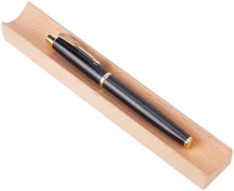 PLIGREAT Wood Pen Tray, Single Beechwood Desk Pencil Organizer Holder Minimalist Single Pen Rest for Office Stationery Desk Decor Retro Home Bedroom Decoration, 7.87x1.18x0.79Inch by PLIGREAT