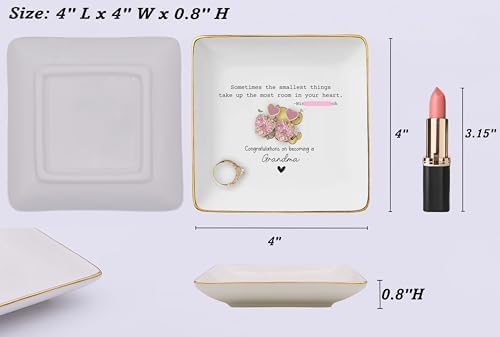 New Grandma Ring Dish Gift-Promoted to Grandmother-Baby Shower,Christmas,Pregnancy Announcement Present,Baby Reveal Idea-Ceramic Jewelry Tray Trinket Holder - Image 5