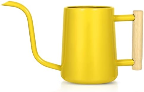 Watering Can Indoor Plants, 35 oz/1000 ml Metal Stainless Steel Watering Can Pot with Long Spout for Indoor House Plants Bonsai Outdoor Garden Flower Decorative (Yellow) by Unknown