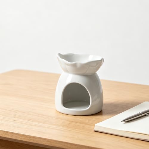 White Ceramic Leaf Essential Oil Burner Tea Light Holder - Image 7