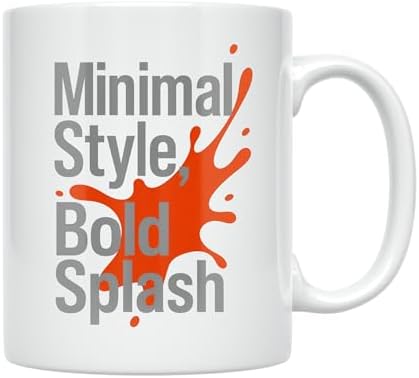 Minimalist Coffee Mug - Bold Splash Design - 11 oz White Ceramic - Modern Aesthetic - Image 2